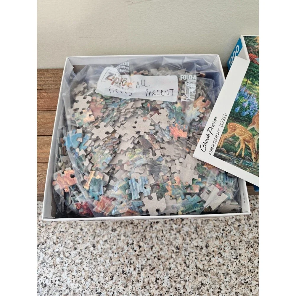 Buffalo Alpine Serenity 1000 Pc Jigsaw Puzzle Scenic Deer Waterfall Chuck Pinson